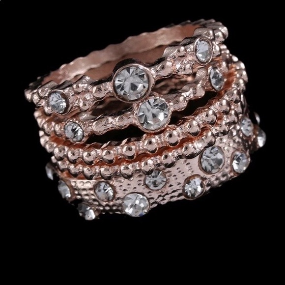 NWT Crystal Rose Gold & 5Pcs/Set Sparkly Rings - Picture 3 of 8